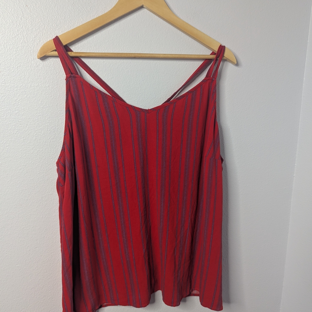 Maurices Red Striped Crisscross Strappy‎ Back Camisole Tank Top Size 3
